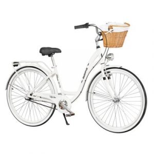 Rower miejski INDIANA Moena A3B Biały + Stylowy kosz wiklinowy VÖGEL VKS-702 WH