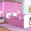Łóżko dziewczęce z barierką Happy 2X mix 80×180 – różowe