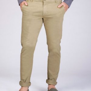 Beżowe spodnie chino z paskiem R-LUCKY