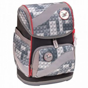 Belmil Tornister szkolny w zestawie Bricks Grey Junior 20 litrów, szaro-czerwony