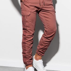 Spodnie męskie joggery P893 – ceglaste – XL