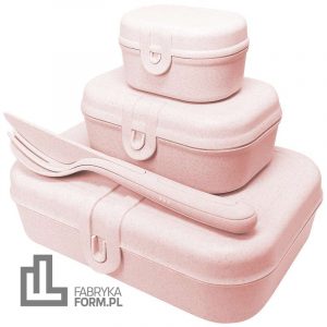 Lunchboxy Pascal Ready Organic różowe ze sztućcami 4 el.
