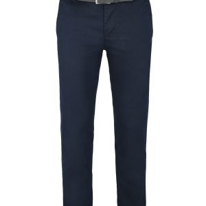 Granatowe spodnie chino z paskiem, krój z prostą nogawką R-LUCKY