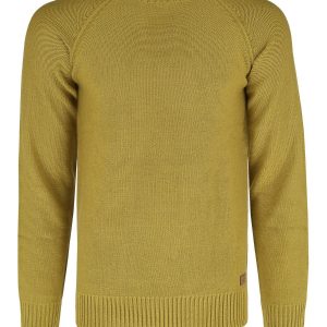 Żółty sweter męski z bawełnianej dzianiny S-KIRK