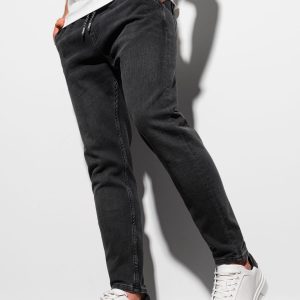 Spodnie męskie joggery P1057 – czarne – M