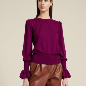 LUISA SPAGNOLI – Różowy sweter z bufiastymi rękawami METAL