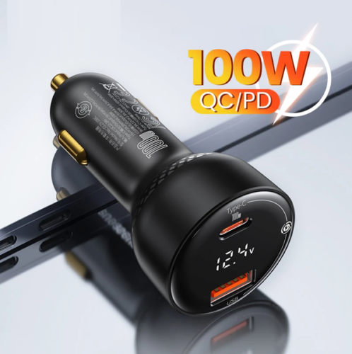 Baseus Superme Digital Display | Ładowarka samochodowa USB Type-C USB-C 100W Power Delivery 3.0 Quick Charge 4.0 SCP