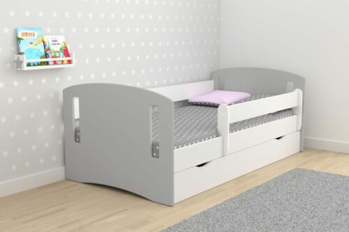 Łóżko dziecięce z barierką Pinokio 3X mix 80×140 – szare