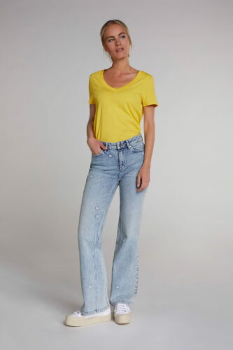 Żółty bawełniany t-shirt z krótkim rękawem Oui