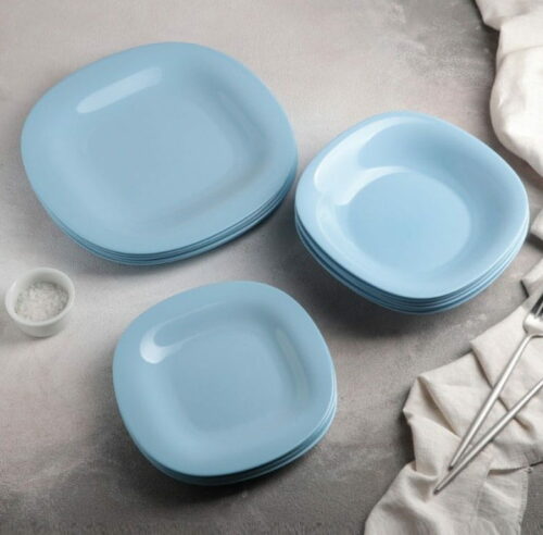 Zestaw obiadowy Carine Luminarc 18 elementów niebieskie talerze dla 6 osób