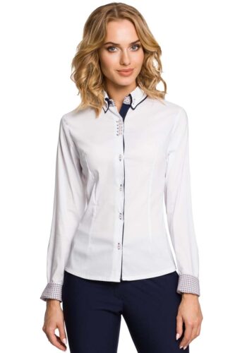 Biała Klasyczna Koszula z Podwójnym Kołnierzykiem