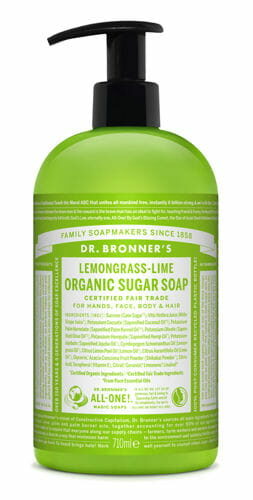 Dr. Bronner’s Mydło Organic Sugar Soap Trawa cytrynowa-limonka 710 ml