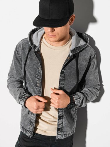 Kurtka męska jeansowa C477 – szara – XXL