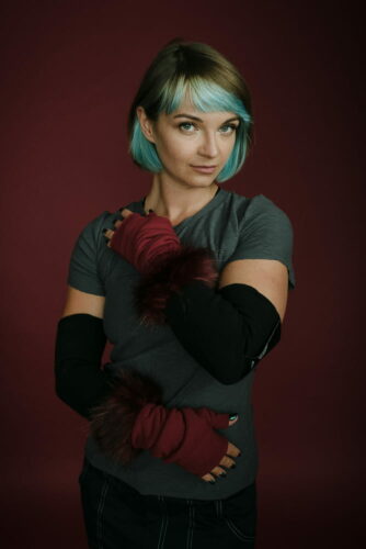 Rękawiczki Łotrzyce Bordo z bordowym futrem