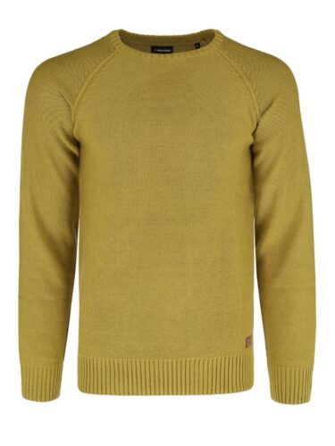 Żółty sweter męski z bawełnianej dzianiny S-KIRK