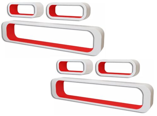 Zestaw biało-czerwonych półek ściennych – Mins 3X