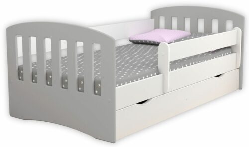 Łóżko dziecięce z materacem Pinokio 2X mix 80×140 – szare