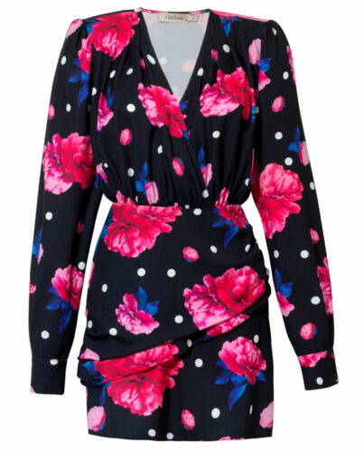 ON FLEEK – Czarna sukienka mini z kwiatowym wzorem