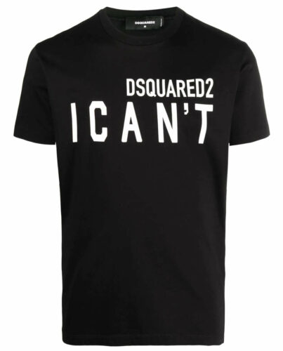 DSQUARED2 – Czarny t-shirt z kontrastowym nadrukiem
