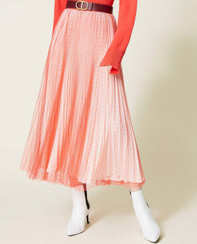 TWINSET – Różowa tiulowa spódnica maxi