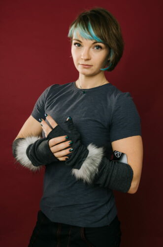 Rękawiczki Łotrzyce Ciemne z futerkiem